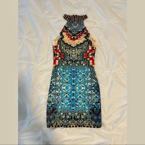 Multicolor Halter Neck Bodycon Dress